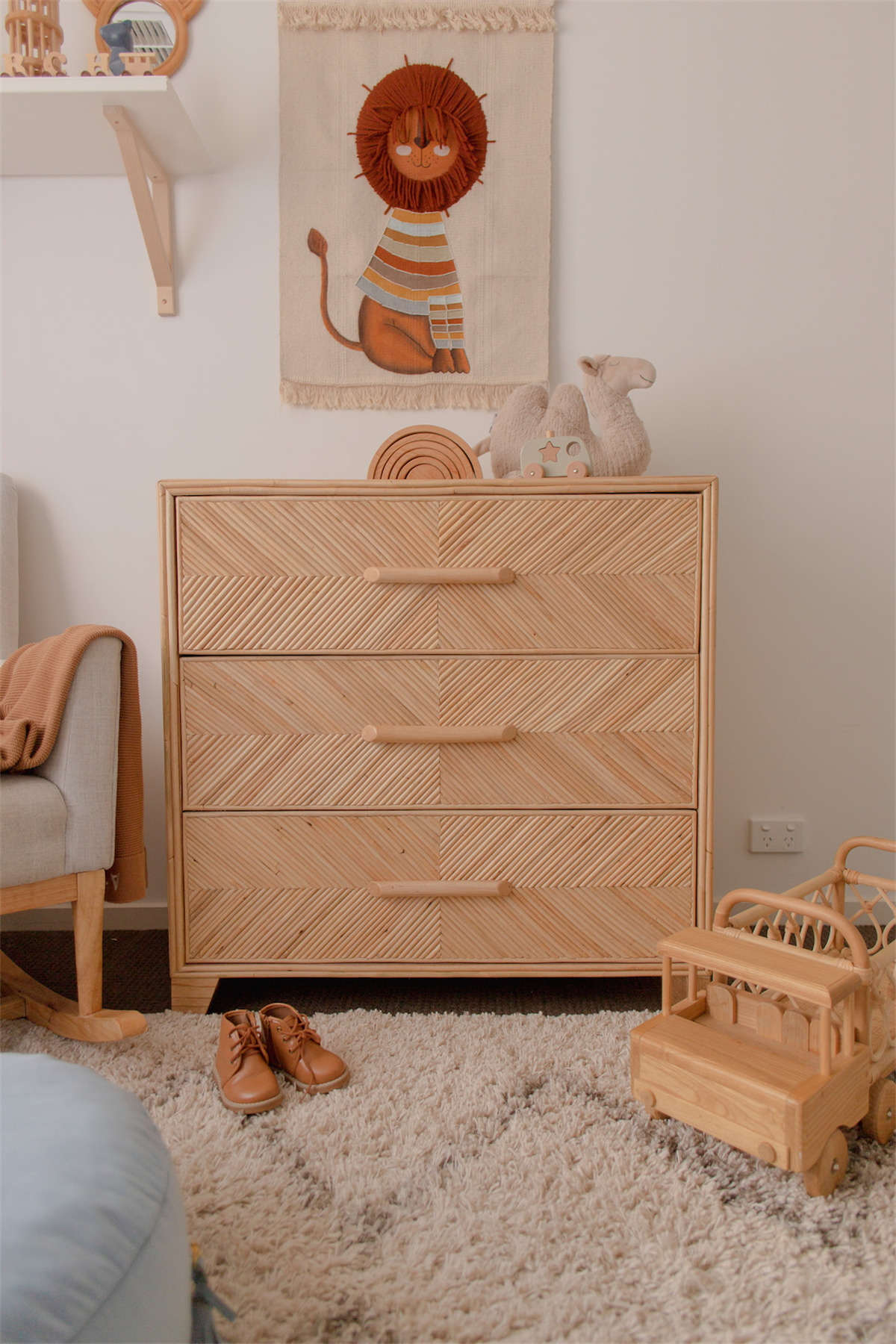Archers-bedroom_chest-of-drawers-and-lion-print.jpg